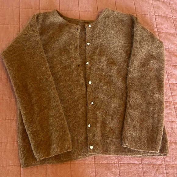 Sezane Gaspard Cardigan Sweater Camel Brown - Picture 4 of 5
